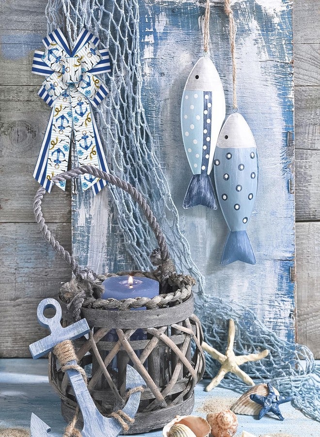 Habbiful Large Spring Bow for Wreath, Spring Wreath Bow for Front Door Ocean Sea Nautical Bow White Navy Blue Stripes Tree Topper Bow for Spring Indoor Outdoor Birthday Party Home Decoration - Image 5